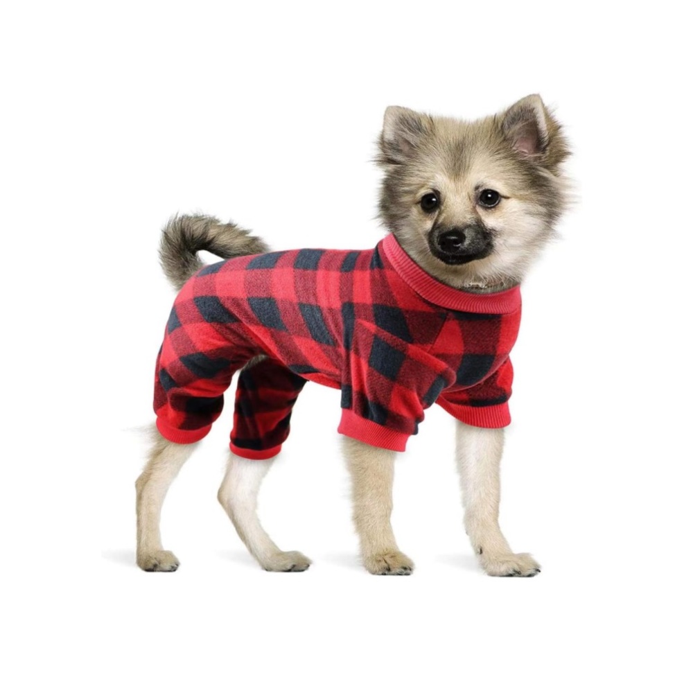 Red & Black Plaid Soft Flannel Pajamas fir Small Dogs